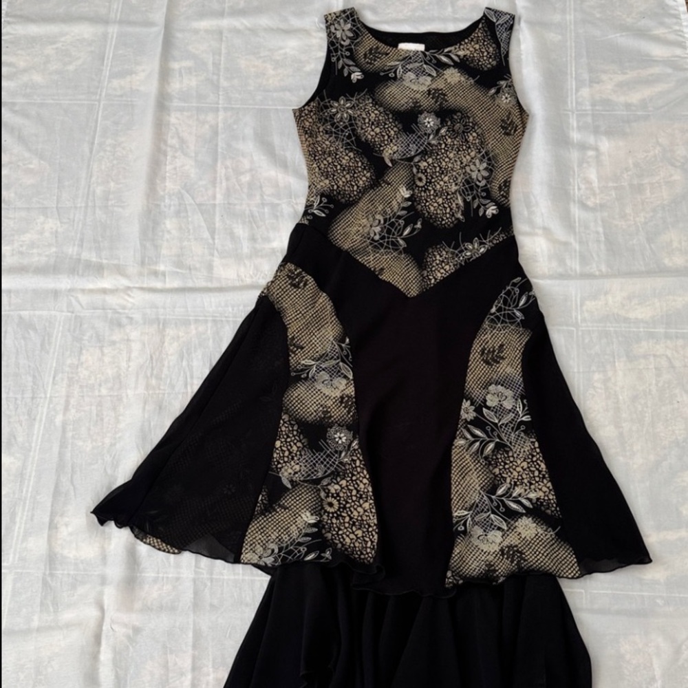 Sharon Max Women Dress Black and Beige Sleeveless Asymmetrical Hem Small Dress - Picture 6 of 16